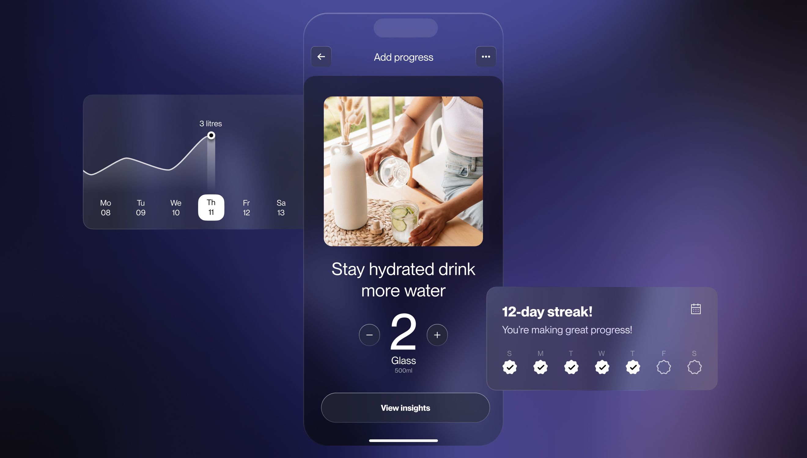 add progress screen with streak and graph card on it