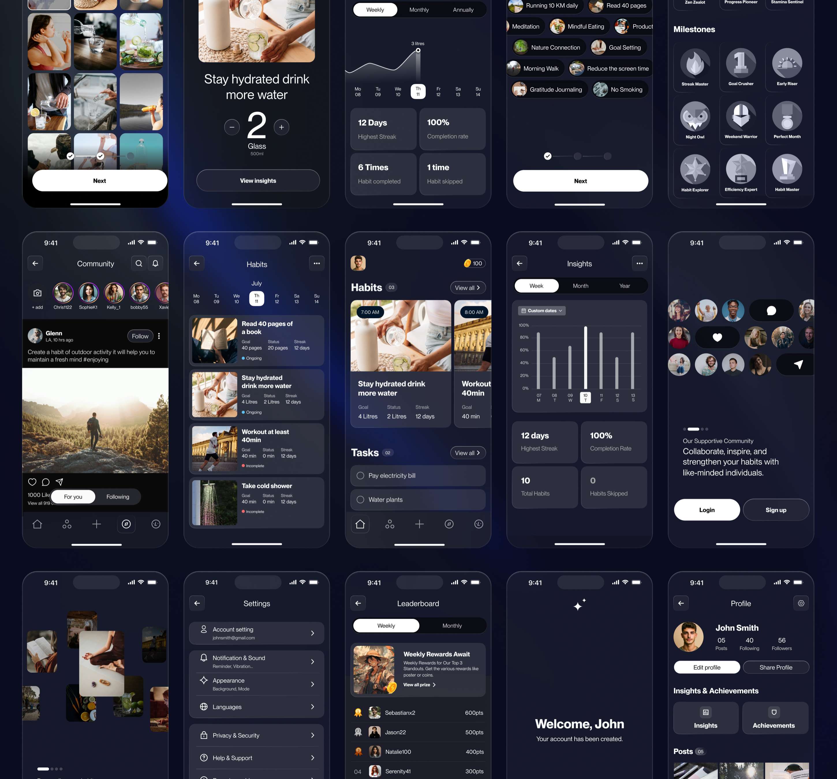 all screens overview of atomic app