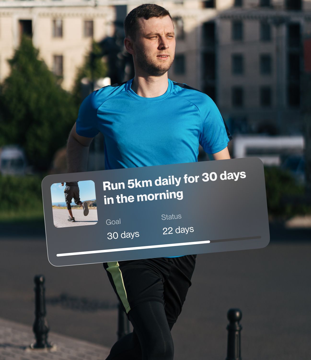 man running image with challenges card on image