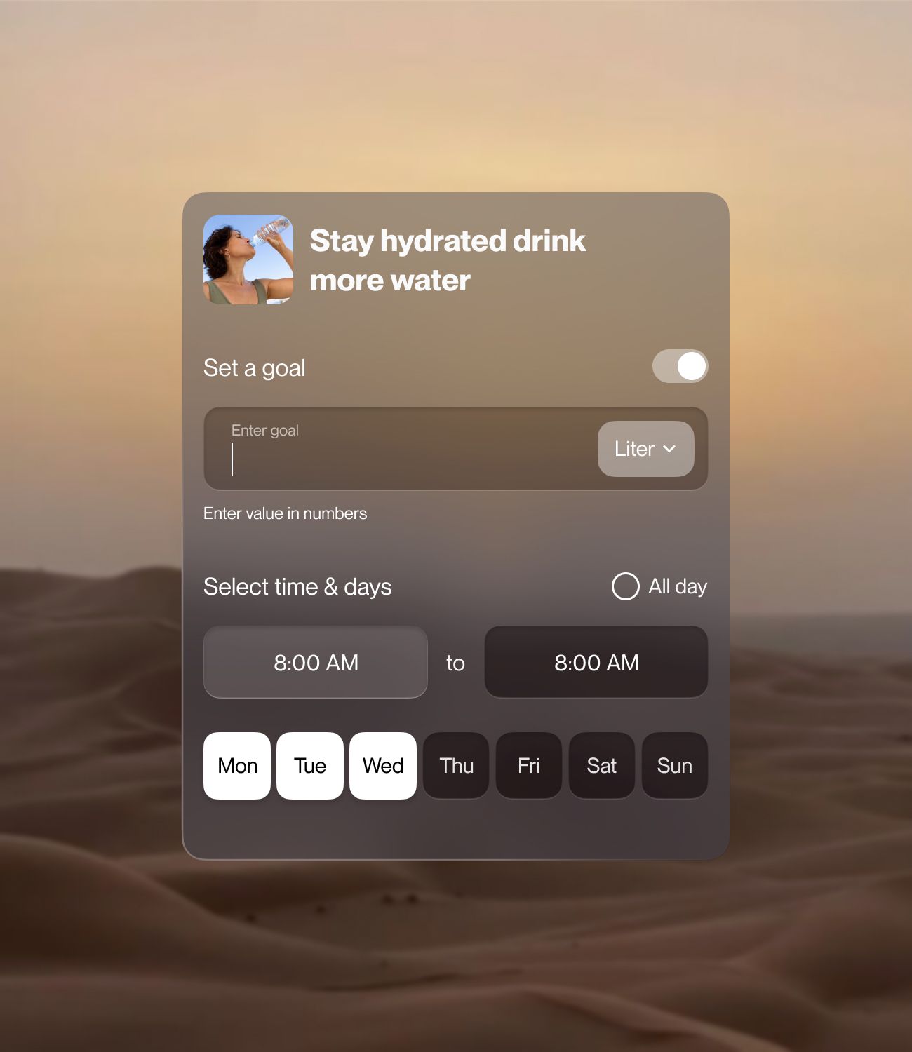 custom habits card on image in background