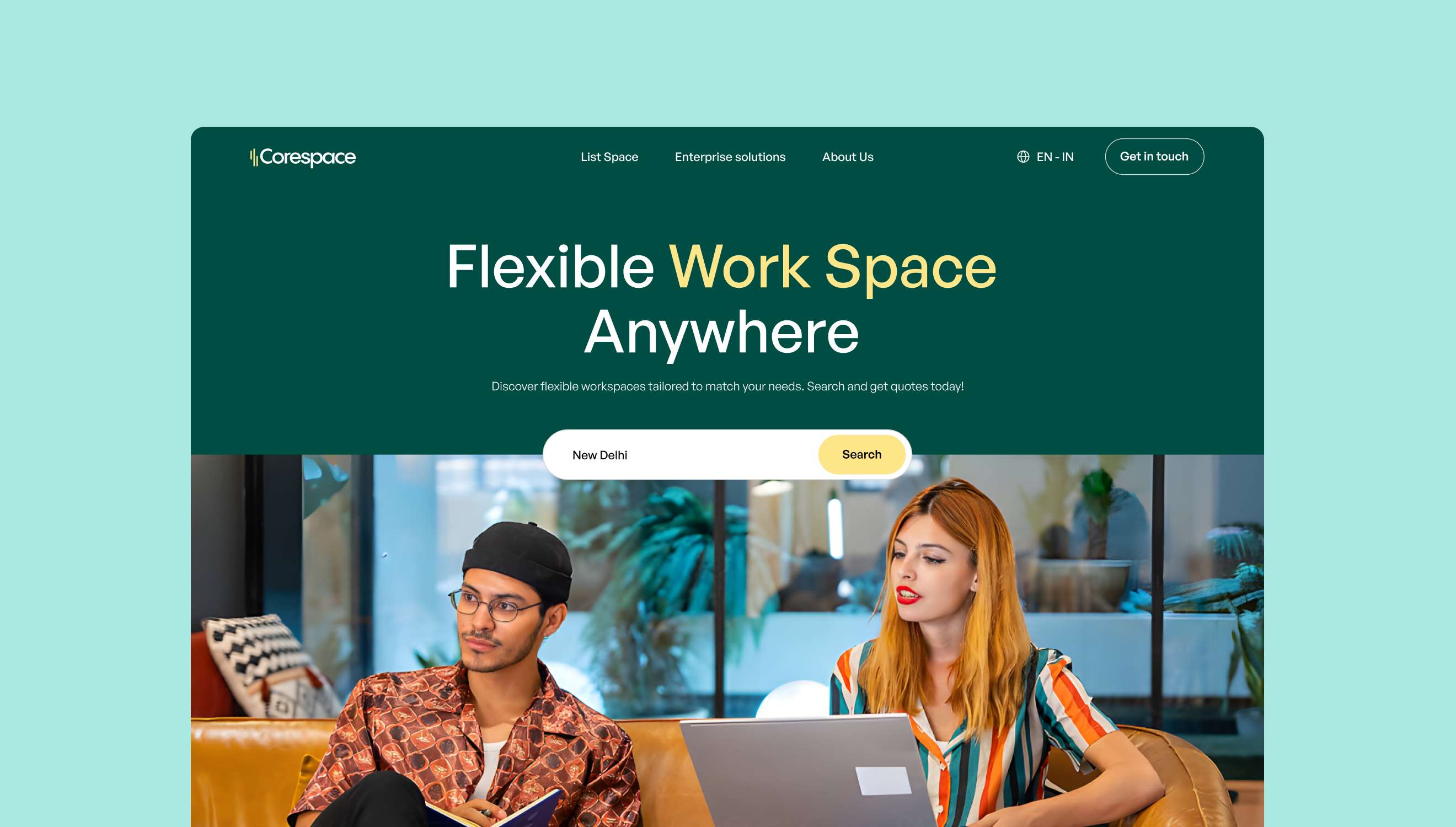 hero section of corespace